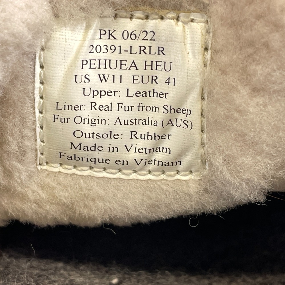 Olukai Pehuea Heu Shoes Womens Size 11 Black Nubuck Shearling Wool Lined Sneaker - Picture 10 of 10